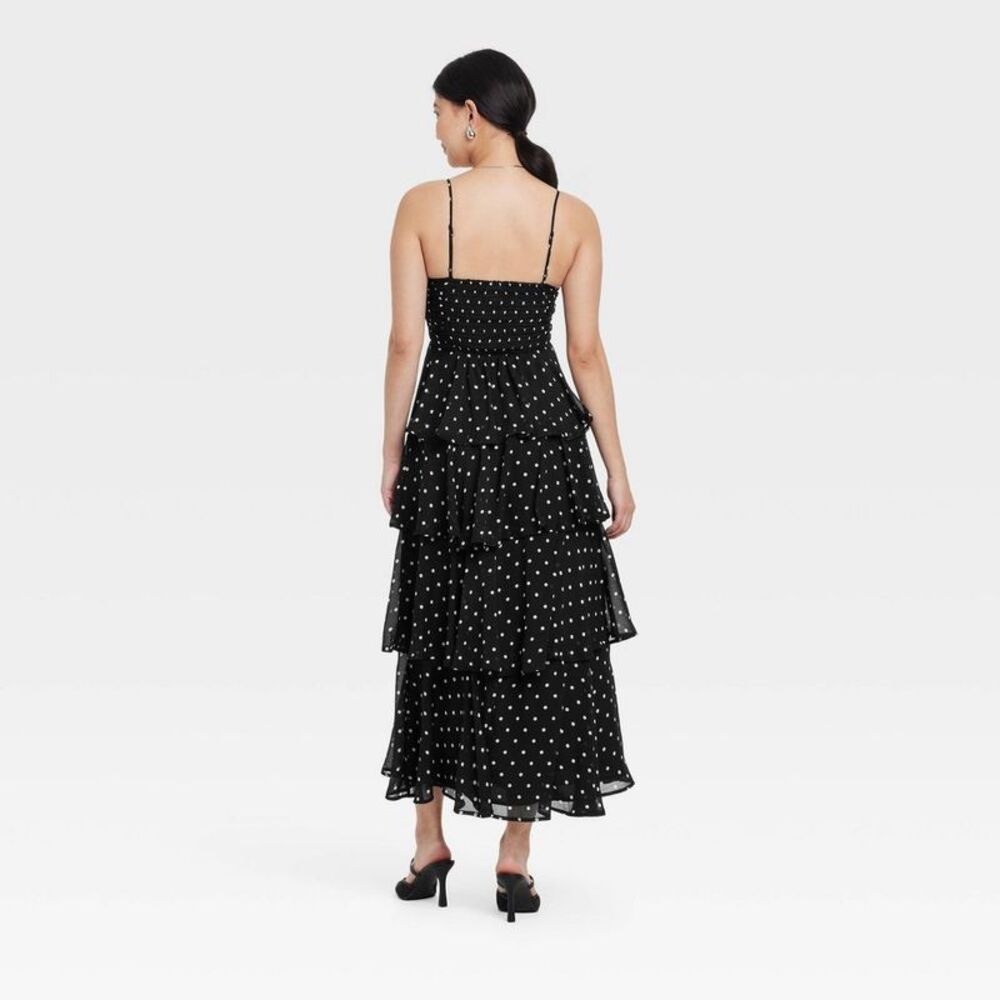 Open Box - A New Day - Women's Tiered Ruffle Maxi A-Line Dress Black/White - Picture 2 of 3